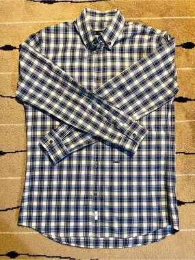 DSQUARED Blue and White Plaid Button-Down Shirt